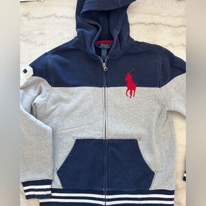 Polo by Ralph Lauren Kids Blue and Gray Zip-Up Hoodie